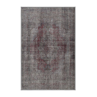 Tapis oriental gris / rouge