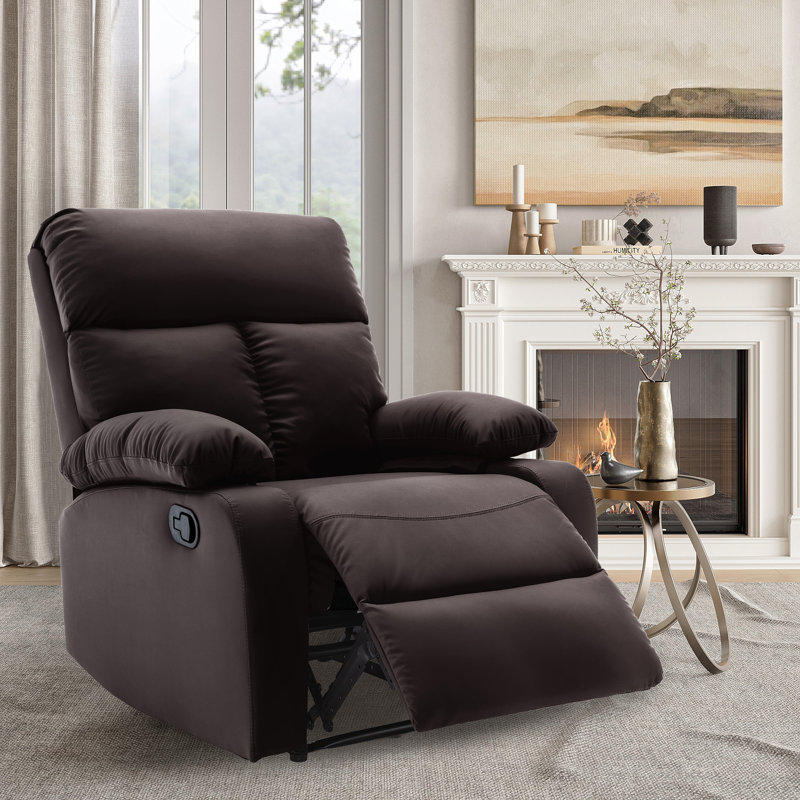 Petit fauteuil inclinable manuel pour adultes, similicuir, Brun