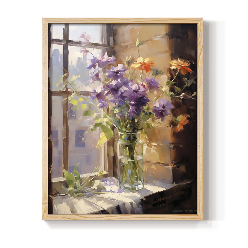 «FLORAL Series DCCL XXXVII», reproduction encadrée - bois massif, Naturel, H 15 po x l 12 po