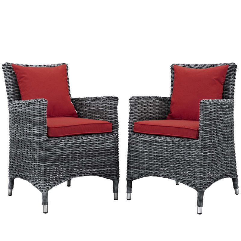 Ensemble repas d'extérieur 2 pièces Modway, Toile toile rouge Sunbrella® Jockey