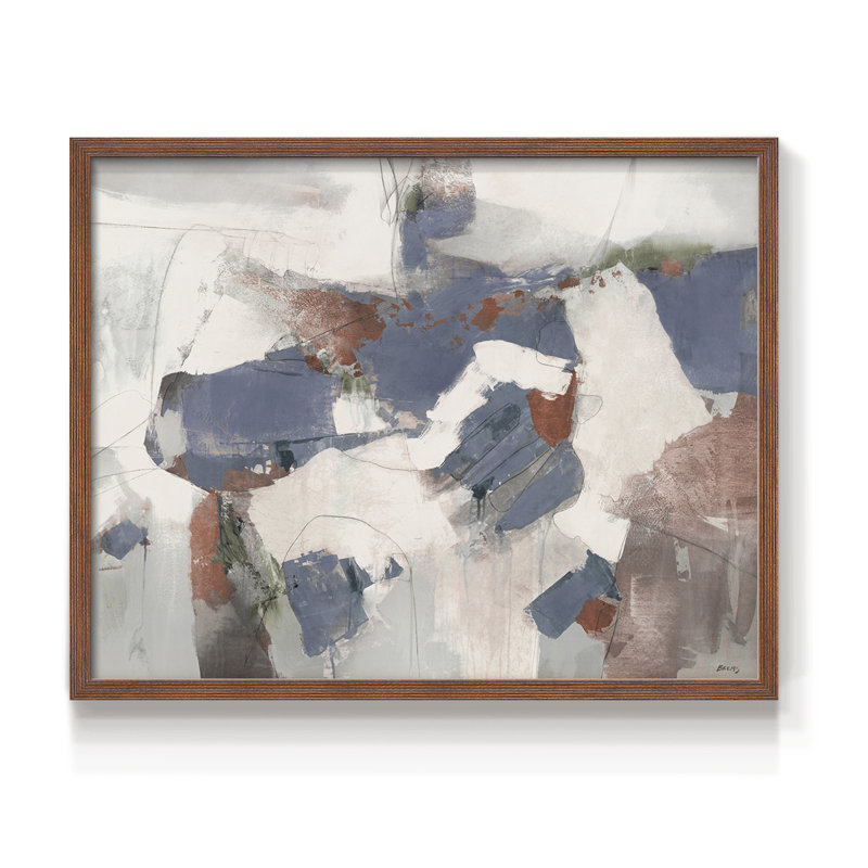 Abstrait bleu - reproduction encadrée - réarmable, Noyer, H 22 po x l 28 po