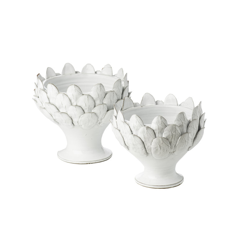 Pot de fleurs en céramique, Blanc, H 10 po x l 12 po x P 12 po