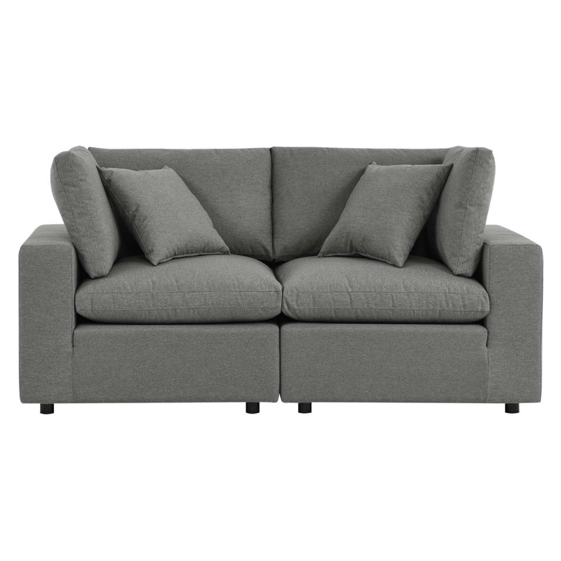 Commix Outdoor Patio Overstuffed Outdoor Patio Loveseat, Charcoal, Charcoal