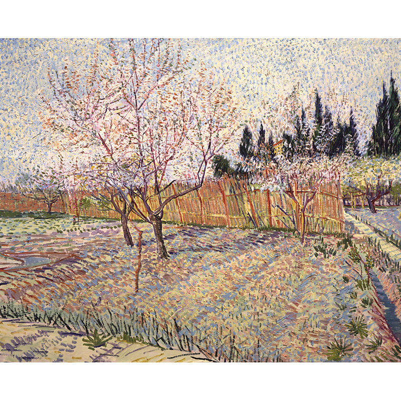 «Orchid with Peach Trees on Blossom» par Vincent Van Gogh, reproduction d'art sur toile tendue, H 24 po x l 30 po x 1,5 po
