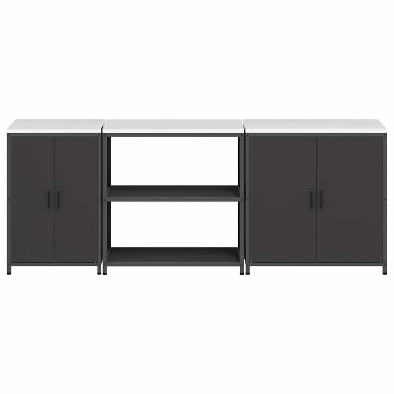  Storage Kitchen Cabinet Set, Black