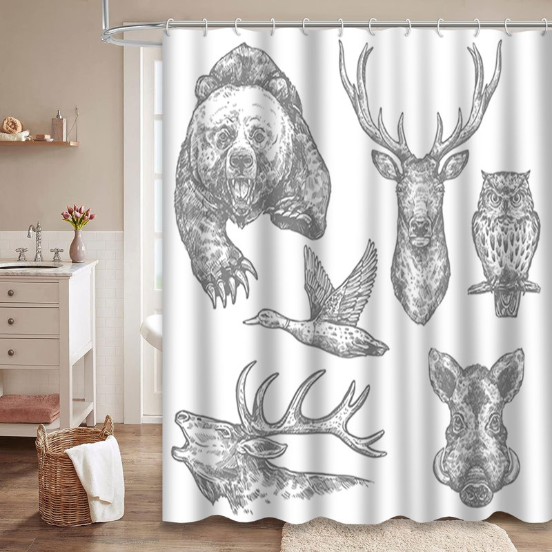 Rideau de douche à 12 crochets Wild Animal, L 72 po x l 84 po