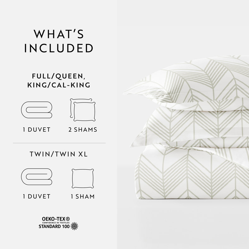 Light Gray Chevron Microfiber Queen Duvet Cover Set with Shams