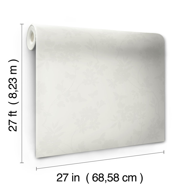 Rouleau de papier peint L 27 pi x l 27 po Flutter Vine, Neutre clair