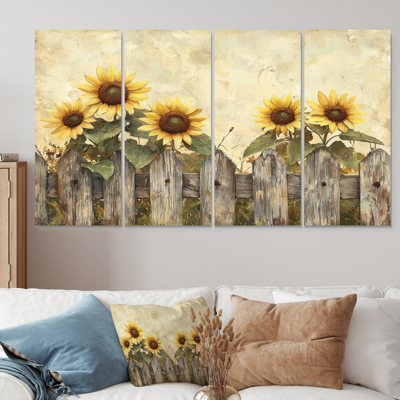 Drusy - Sunflowers Wall Art - Traditiona Wall Art Decor, 4, 28" H x 48" W