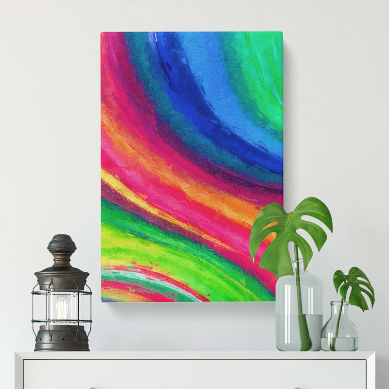 Rainbow Motion In Abstract - Wrapped Canvas, 76cm H x 50cm W x 3cm D