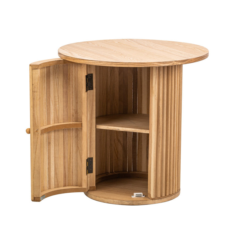 Table d'appoint en bois massif naturel Moxley, Blanc, Brun