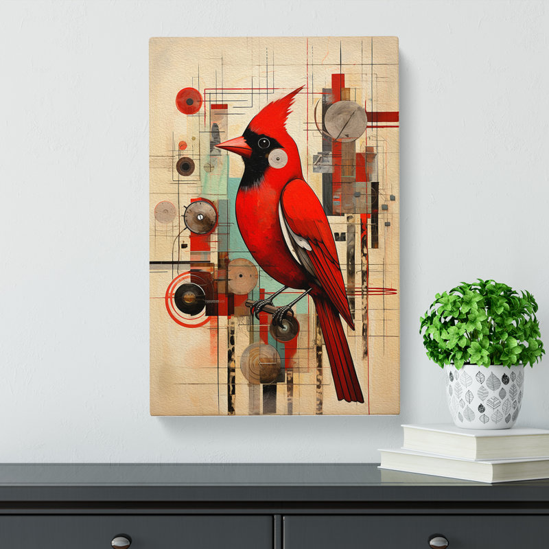 Cardinal Bird Constructivism No.2 - Wrapped Canvas, 50cm H x 35cm W x 3cm D
