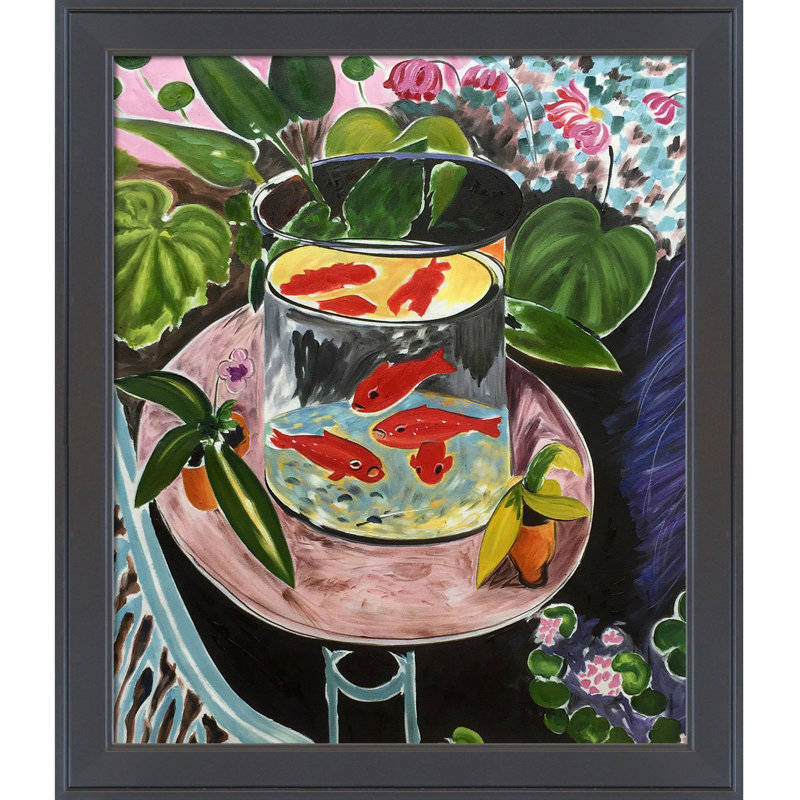 «The Gold Fish» par Henri Matisse - Peinture sur toile encadrée, L 24 po x H 28 po x P 2 po, Cadre noir