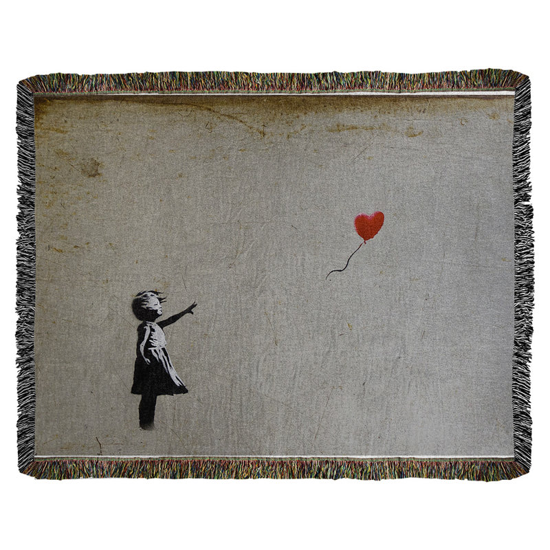 Banksy Graffiti Hand Woven Throw Blanket, 50" W x 60" L