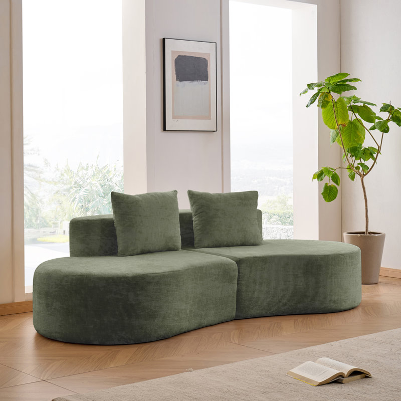 94.5'' Upholstered Modern Modular Compression Sofas Couch Green, Green