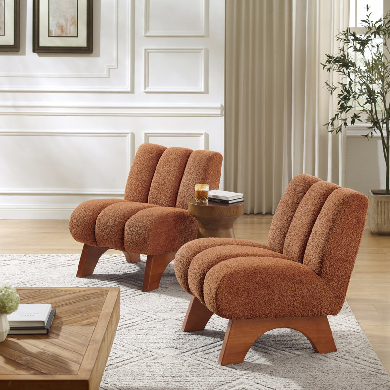 Brinlei 64cm Wide Tufted Lounge Chair, Orange