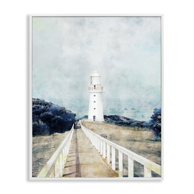 White Lighthouse Boardwalk Rocky Clif By Ziwei Li 926