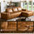 L Shaped Leather Sofa Set - Brown Upholstered Living Room Sofa,No Assembly Required-695509223