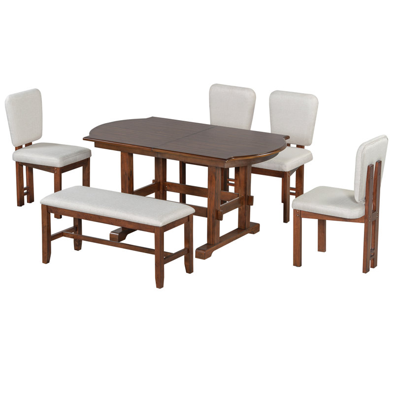 6 Pieces Dining Set With Extendable Tabletop