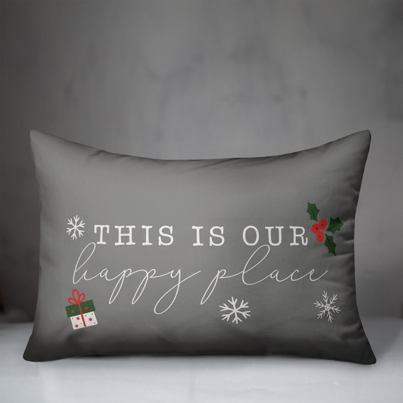  Coussin rectangulaire This is Our Happy Place, Gris