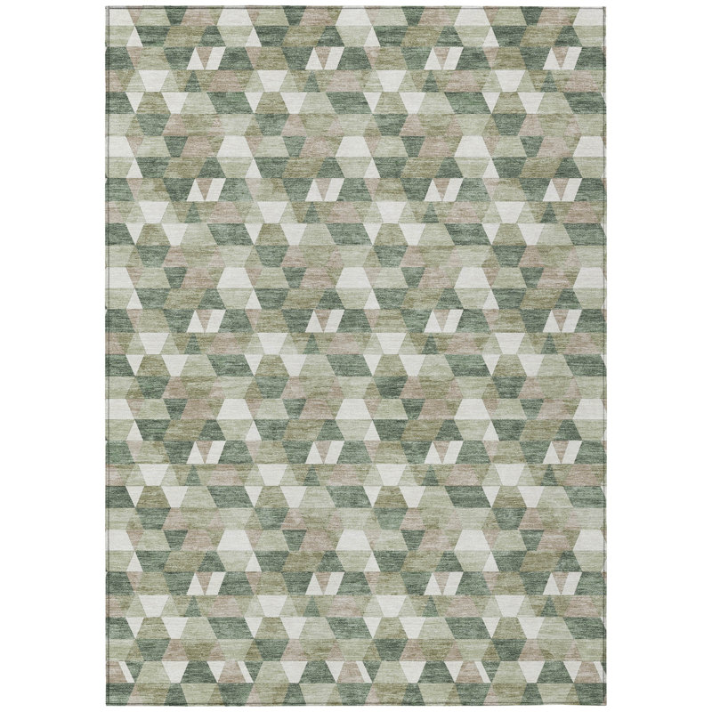 Machine Washable Indoor/Outdoor Chantille ACN2694 Geometric Rug, Basil, 10' x 14'