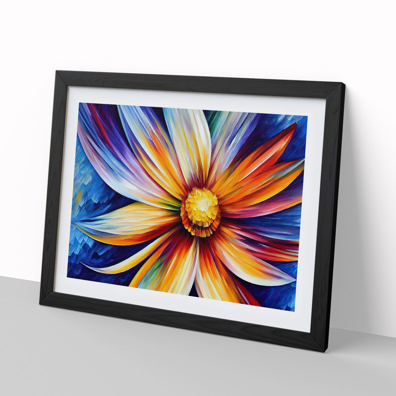 XH1022-6595X Daisy Flower Vol.1 Abstract - Single Picture Frame Painting, Black, 34cm H x 46cm W x 2cm D