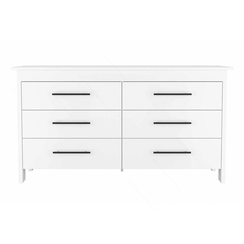 Commode rectangulaire à 6 tiroirs Southington, Blanc
