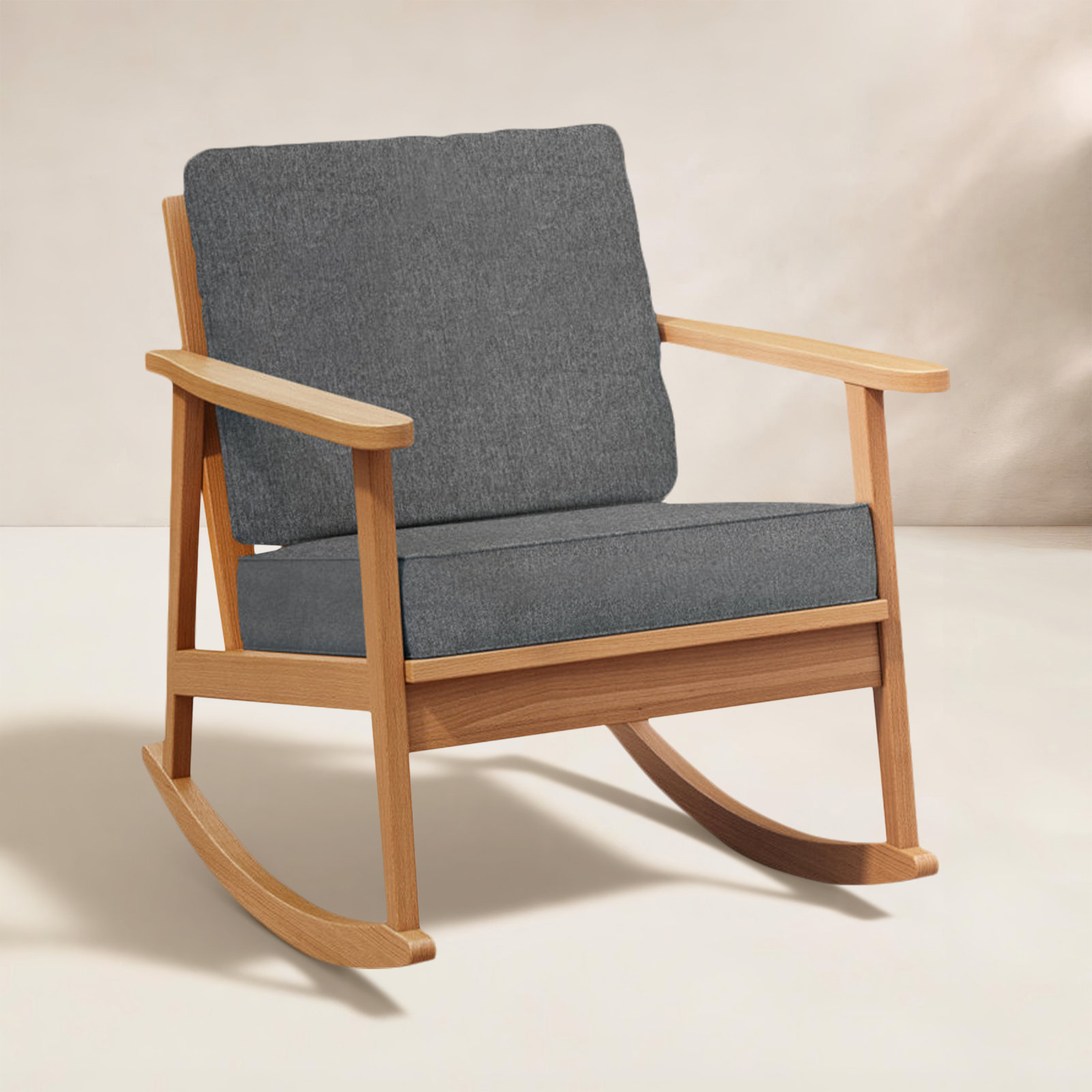 Olene Eucalyptus Patio Rocking Chair, Gray