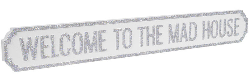 Street Sign, White/Glitter Siver