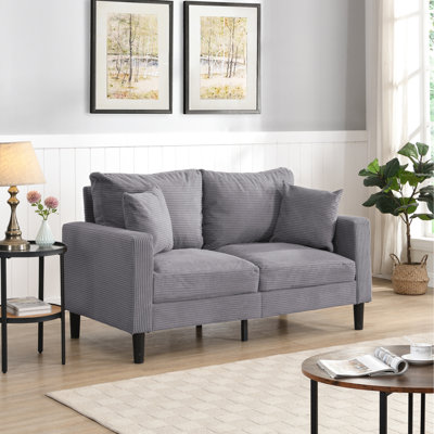 Orange 57" Comfy For 2 Seats. Upholstered With Sponge Cushion. Wooden Frame Small Space Living Room, Bedroom, Apartment Unit In Orange. 2 Upholstery A