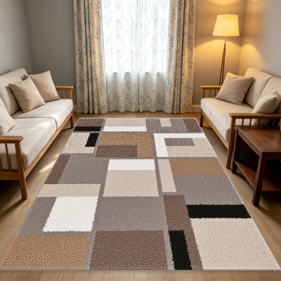 Tapis 1pc Earthy Block Abstract