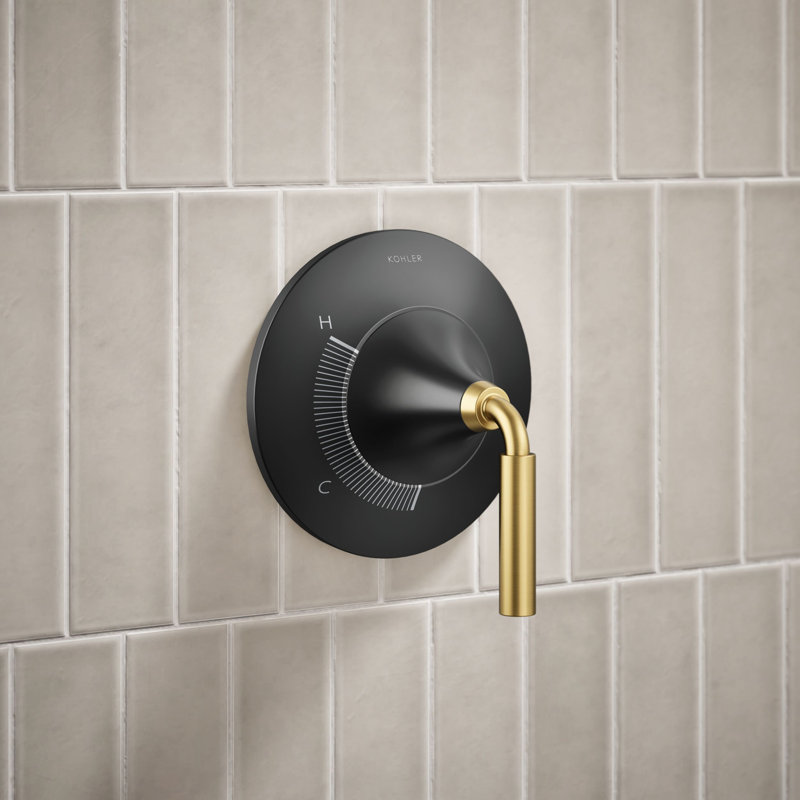 Tone Pressure-Balancing Shower Faucet Trim, Matte Black/Moderne Brass