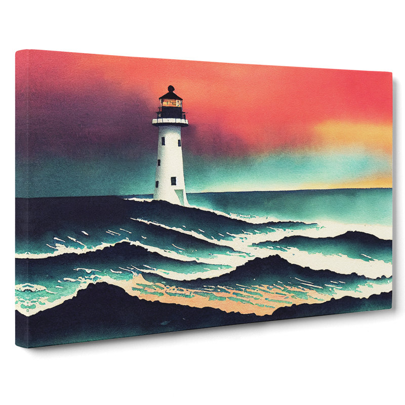Lighthouse In Watercolour Vol.4 - Wrapped Canvas, 35cm H x 50cm W x 3cm D