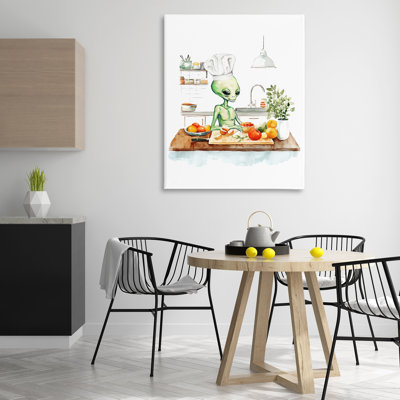 Chef Alien en toile de cuisine, design par Lil 'Rue