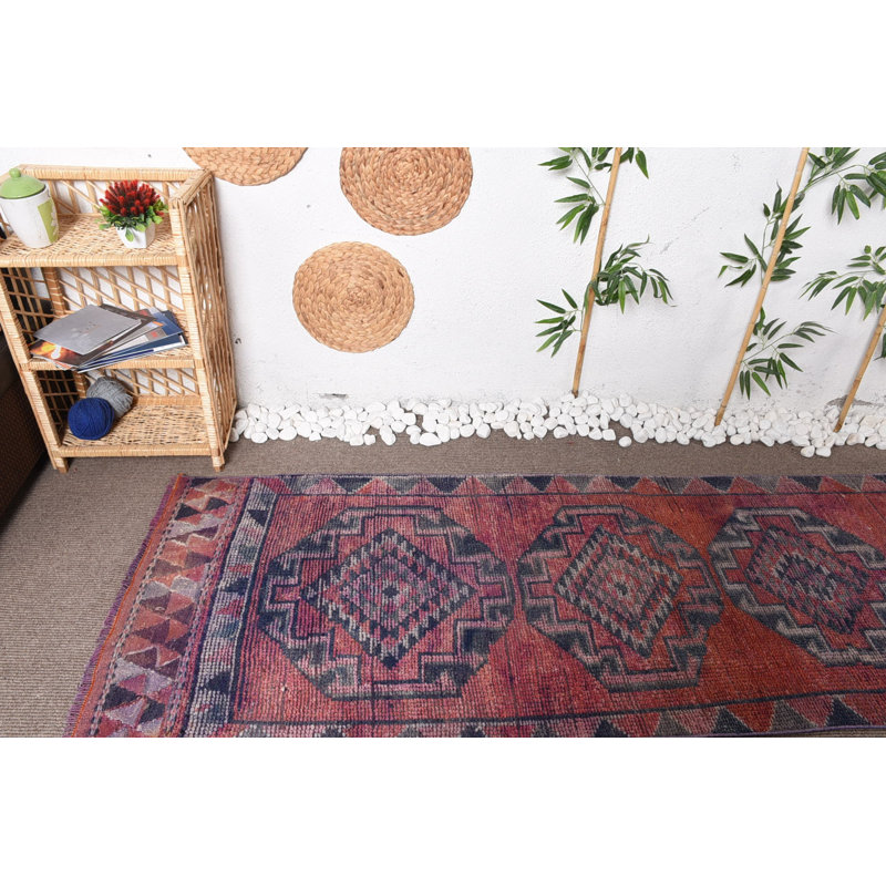 Tapis de couloir 2,9 x 11,5 pi, tapis Oushak, tapis Anatolian, tapis rétro, tapis turc, tapis moderne mauve