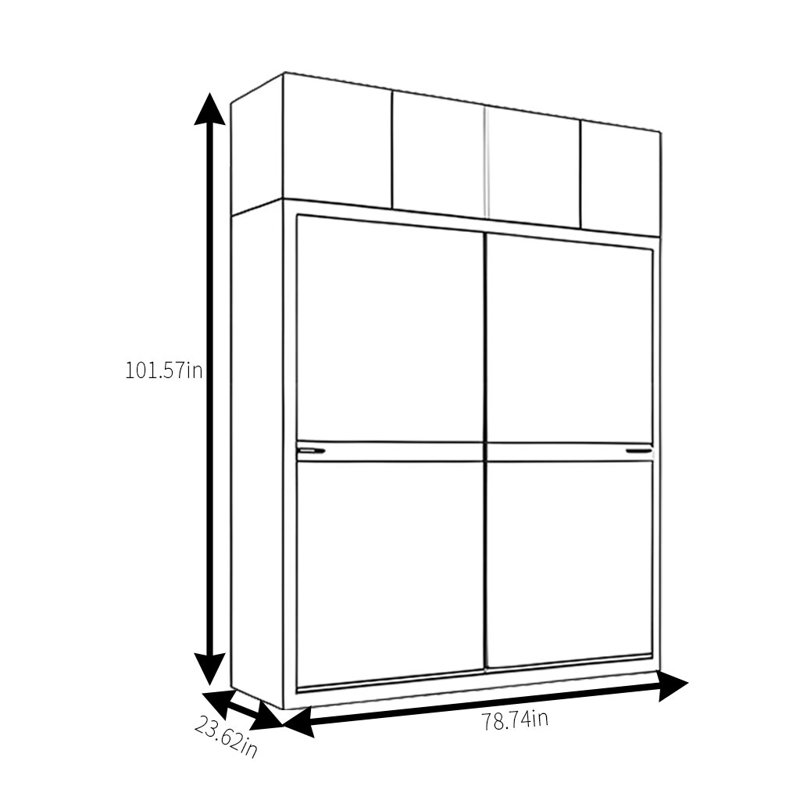Garde-robe simple bicolore, H 102 po x l 79 po x P 24 po