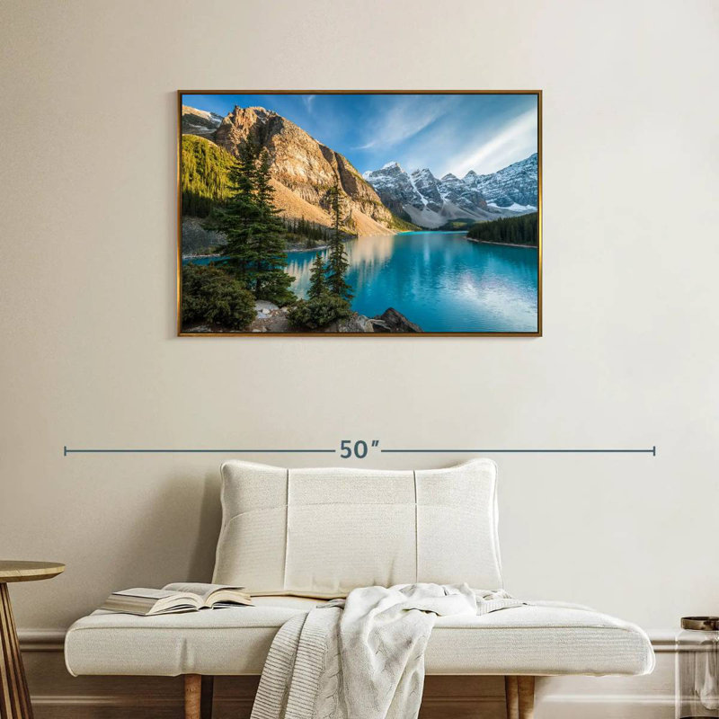 Lac Moraine Glorious, Cadre flottant doré, 37 po x 25 po