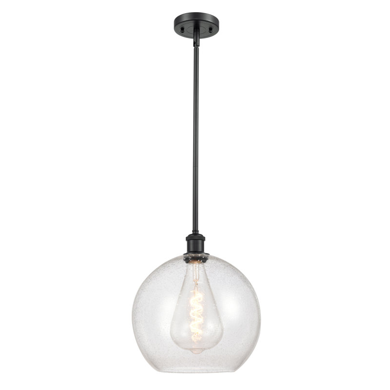 Luminaire suspendu sphérique 1 lumière Cindi, H 14,38 po x l 11,75 po x P 11,75 po, Ampoule non incluse, Noir mat
