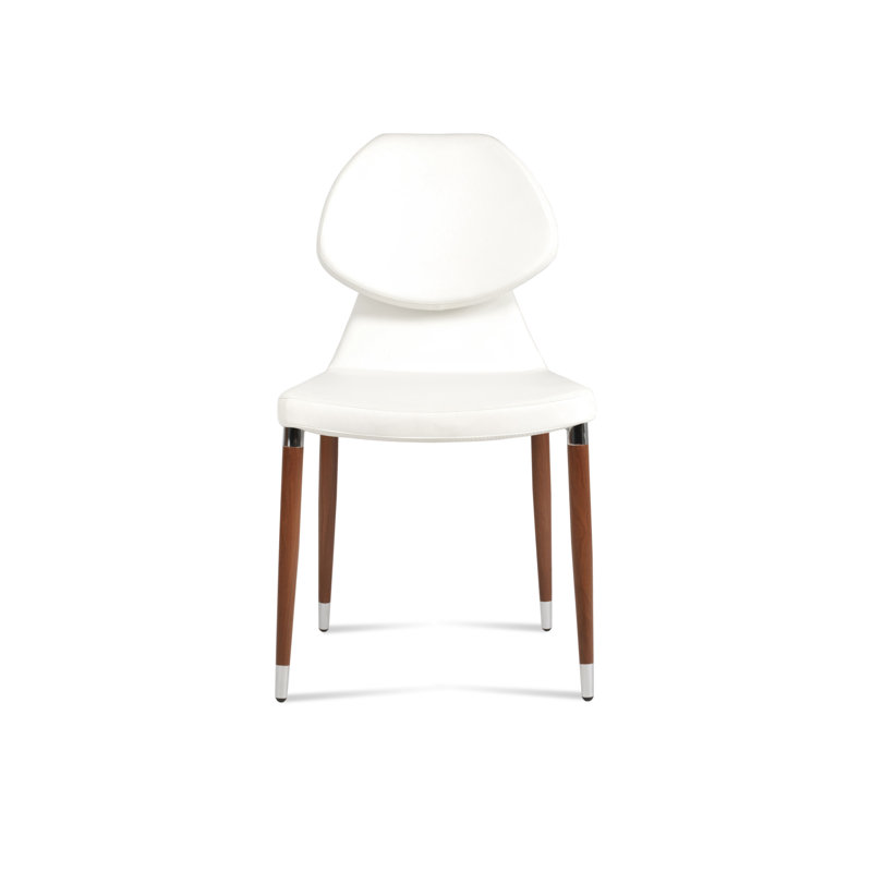 Chaise d'appoint Gakko Ana, Similicuir blanc, Noyer / Chrome