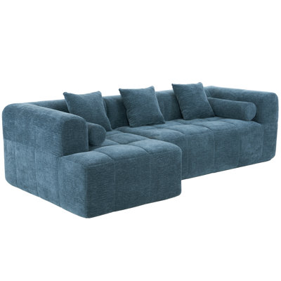 101.2"  Sectional Sofa Full-Compressed Sofa Modular Sofa Couch Free-Combined Sofa With Deep Seating  And Two Side Pockets For Living Room