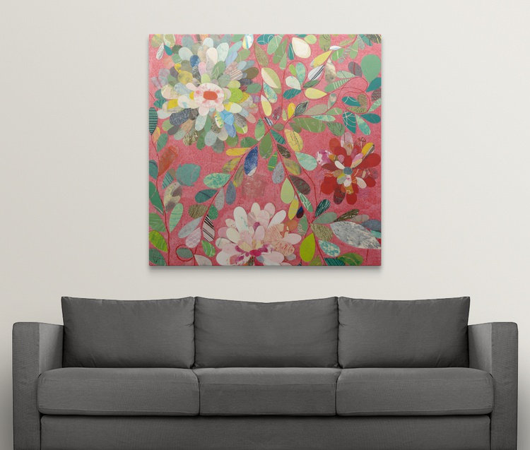 «Red and Pink Dahlia III», impression de Candra Boggs, H 24 po x l 24 po x P 1,5 po, Toile