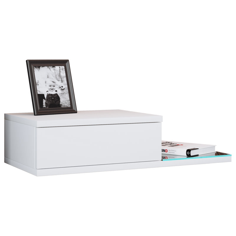 Ayvia Manufactured Wood Bedside Table, White, 15cm H x 60cm W x 30cm D