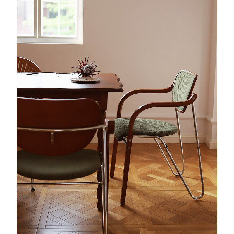 Fauteuil à dossier en acier inoxydable French Vintage