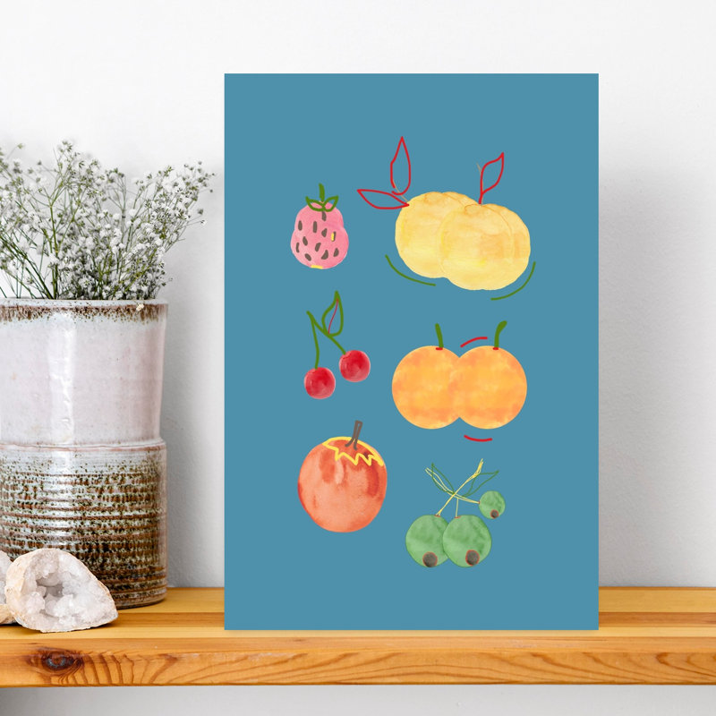 «Vibrant Summer Fruits», art mural cerise audacieuse, H 18 po x l 12 po
