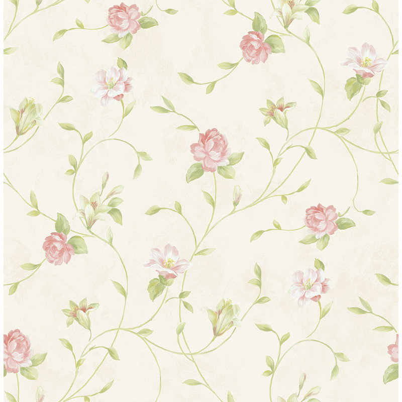 Papier peint Seabrook Designs Parterre, Crème au beurre métallique / pêche