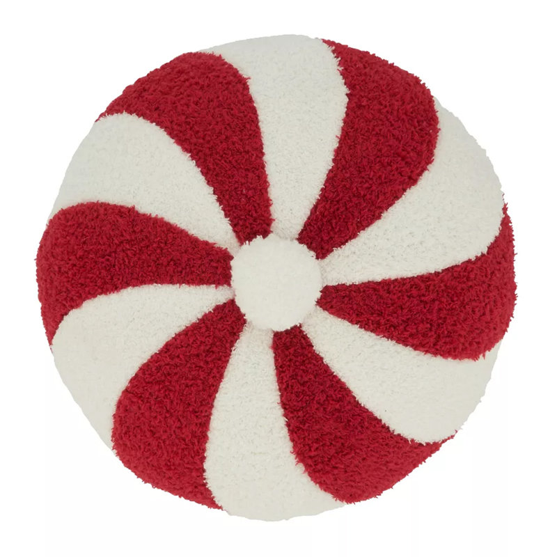 Coussin Candy, Rouge / blanc, H 13 po x l 13 po