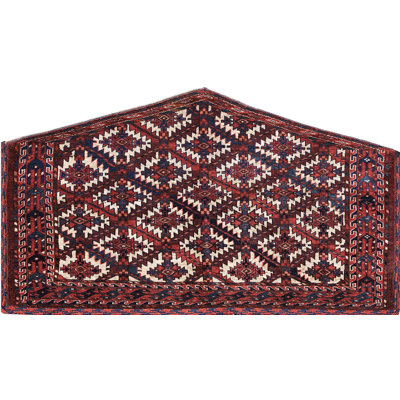 Tribal Geometric Antique Ivory Turkmen Yamoud Small Scatter Size Wool Rug