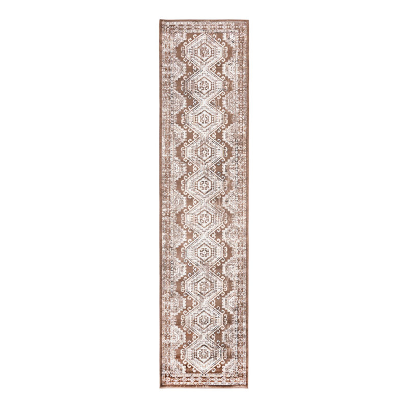 Tapis oriental Charlotte en brun, Tapis de couloir 3 pi x 13 pi