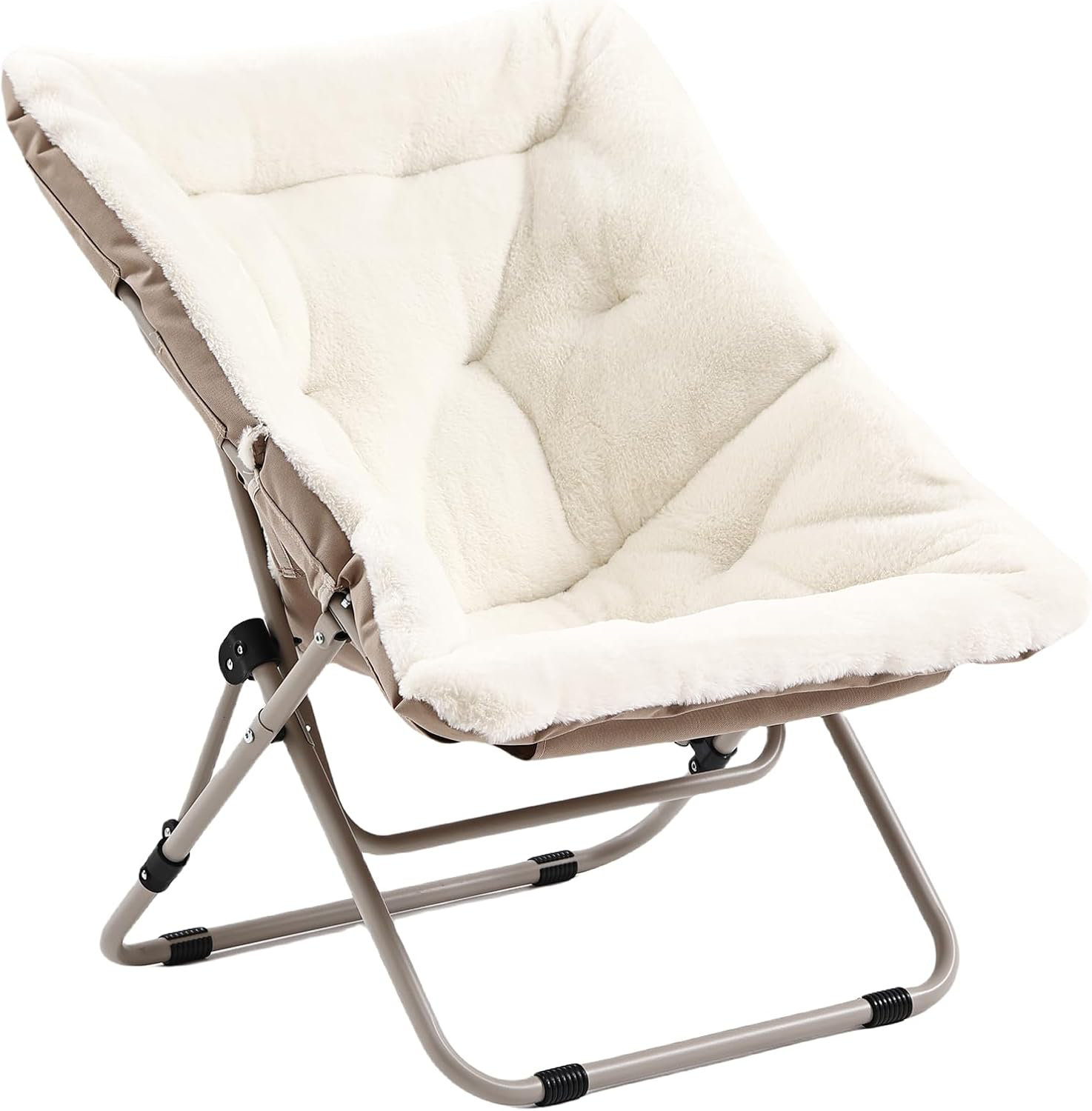 Everly Quinn Comfy Saucer Chair, Soft Faux Fur Oversized Folding