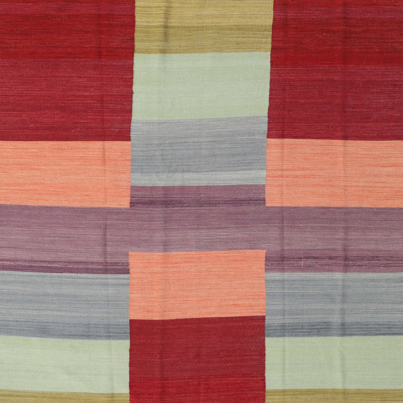 Tapis abstrait rouge / rose, Carré 4 pi